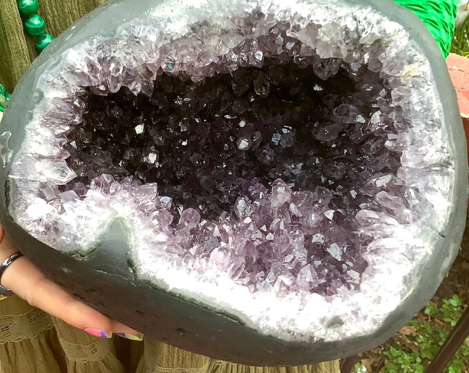 Amethyst Crystal Quartz Cluster ~ Large 22 lb. ~ 8" Tall ~ Display Specimen ~ Beautiful Sparkling Purple Points ~ Fast & Free Shipping, USA