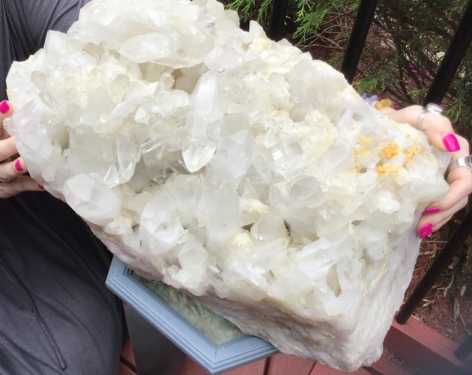 Massive Clear Quartz Crystal Cluster - Large 62 lb. ~ 15" Long ~ Stunning Display Crystal ~ Fast & Free Shipping ~ Mined in USA, Tariff Free