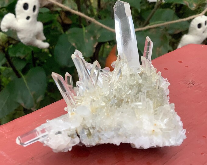 Ultra Clear Quartz Crystal Cluster ~ 2 oz. ~ 3" Long ~ Sparkling Points, Exceptional Clarity ~ Reiki, Altar, Decor ~ Fast & Free Shipping ~