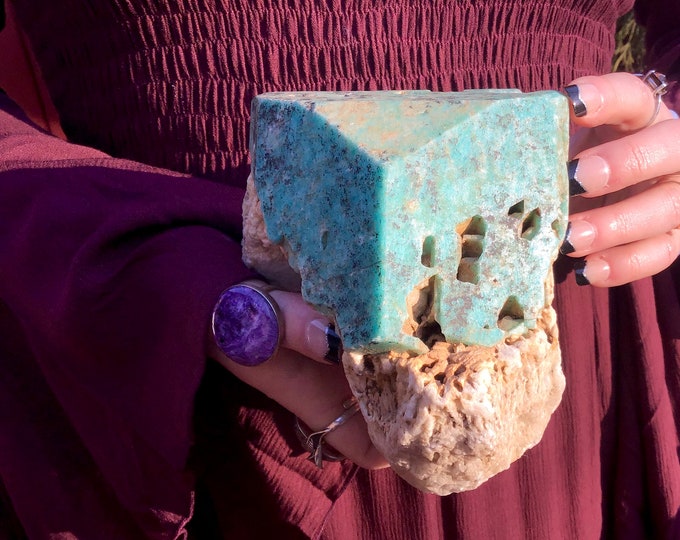 Amazonite Crystal Cluster ~ Large 4 Lb. ~ 5" Long ~ Mined in Ethiopia Beautiful Natural Blue Green Mineral Specimen ~ Fast & Free Shipping