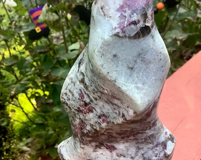 Red Tourmaline Crystal Flame ~ Large 1 Lb. 12 oz. ~ 6" Tall ~ Rubellite in Quartz ~Metaphysical Home Decor