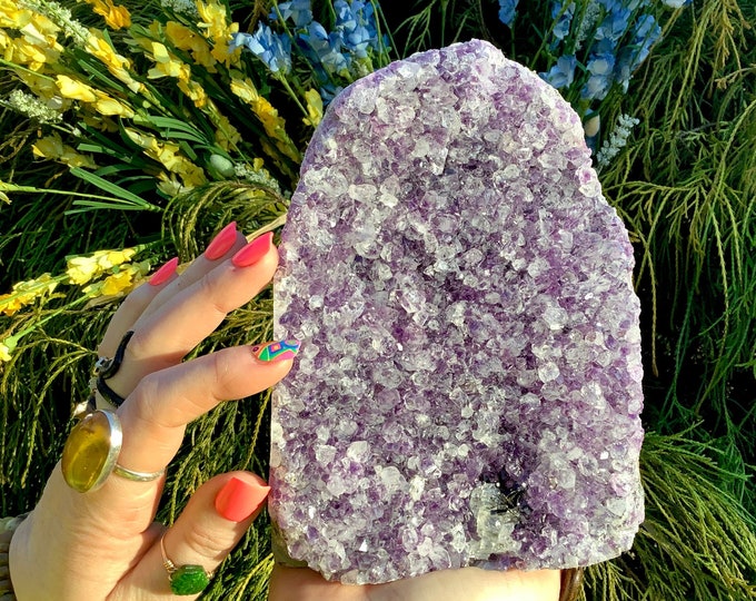 Amethyst Crystal Cluster ~ Large 4 lb. 10 oz. ~ 6 1/2" Tall ~ Reiki Display ~ Beautiful Purple Quartz Points ~ Big Specimen ~ Free Shipping