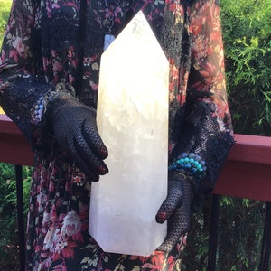 Clear Quartz Crystal Generator ~ Large 10 lb. ~ 12&quot; Tall Tower ~ Golden Healer Inclusions ~ Home Decor ~ Fast & Free Shipping from U.S.A ~