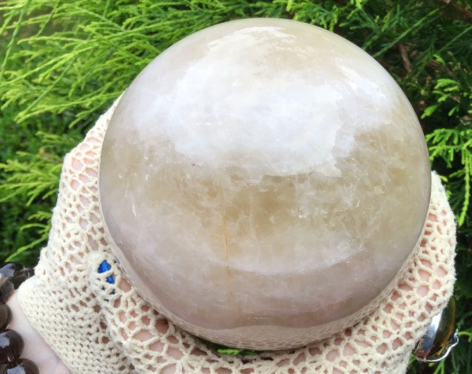 Citrine Quartz 4 Lb. 7 oz. Crystal Ball ~ 4 1/2" Wide Polished Sphere ~ Beautiful Golden Yellow Inclusions ~ Altar, Reiki Décor Display