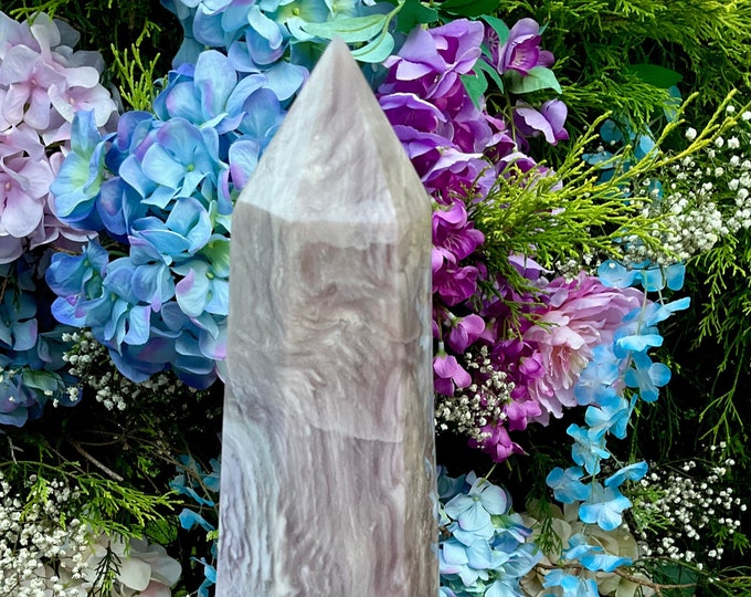 Lavender Fluorite Crystal Generator ~ Large 10 lb. 11 oz. ~ 13" Tall Tower ~ Purple & White Swirling Colors ~ Fast, Free Shipping