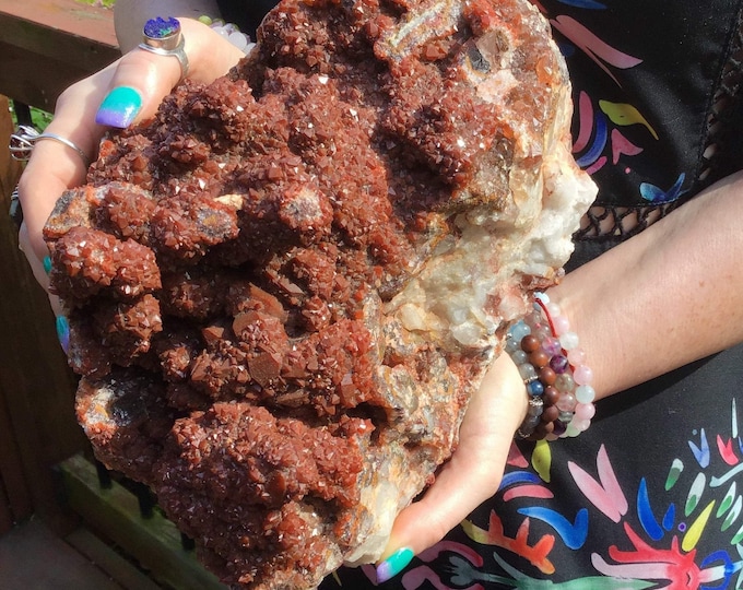 Moroccan Red Quartz Crystal Cluster - Large 12 lb. 10 oz. ~ 9" Long ~ Kundalini, Altar, Root Chakra, Reiki, Stunning Display ~ Free Shipping