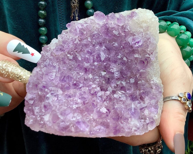 Amethyst Crystal Quartz Large 1 lb. 6 oz. Cluster ~ 3" Tall ~ Reiki Display ~ Beautiful Purple Points ~ Big Specimen ~ Fast & Free Shipping