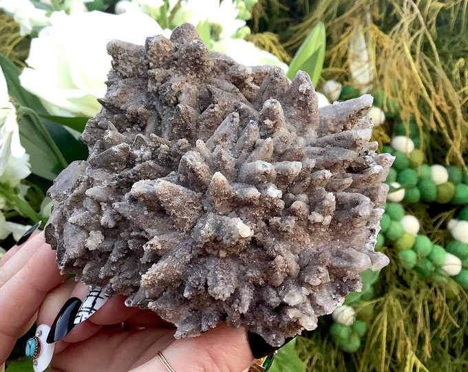 Cave Calcite Crystal Cluster ~ Large 1 Lb. 15 oz. ~ 5" Long ~ Natural Display Mineral on Matrix ~ Sparkling Points ~ Fast & Free Shipping