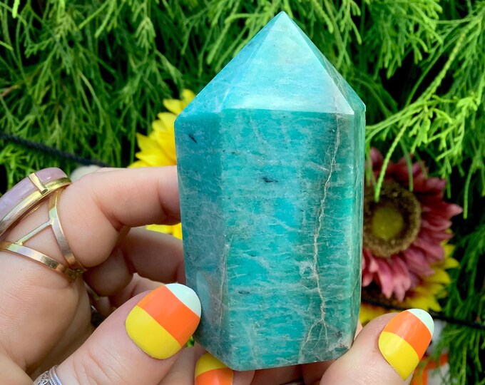 Amazonite Crystal Generator ~ 7.2 oz. ~ 3" Tall ~ Natural Polished Point ~ Beautiful Mineral Specimen ~ Free & Fast Shipping