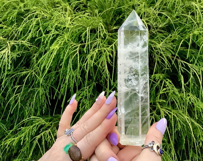 High Altitude Himalayan Clear Quartz Crystal Generator ~ Large 7.9 oz. ~ 6" Long ~ Ultra Clear, Sparkling Rainbow Inclusions ~ Fast Shipping