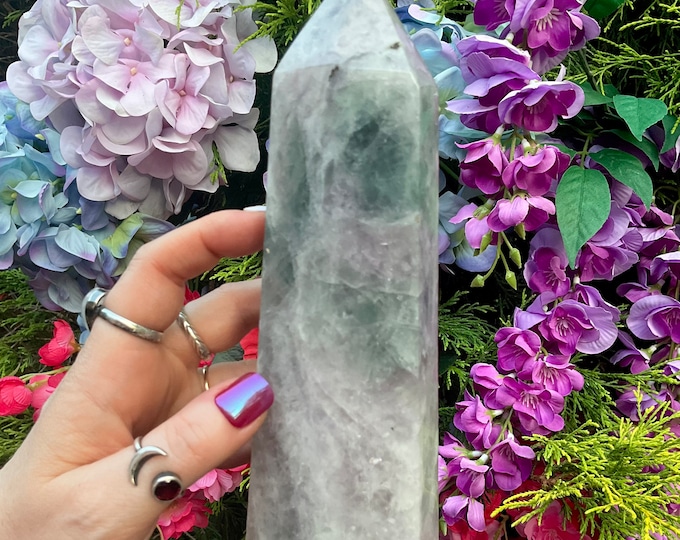Large Lavender Fluorite Crystal Generator, Metaphysical Altar Decor
