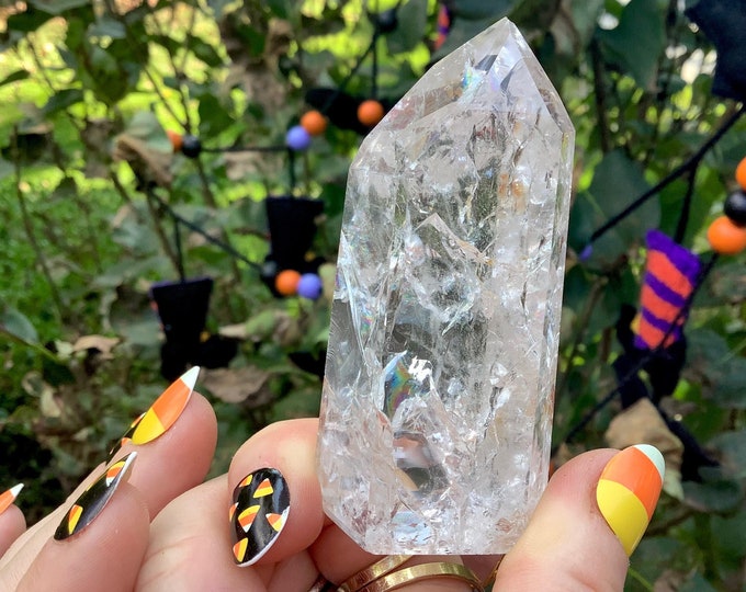 Clear Quartz Crystal Generator ~ 3.7 oz. ~ 3" Tall ~ Gem Cut "Fire and Ice" Point ~ Ultra Sparkling Rainbows ~ Fast & Free Shipping, U.S.A.
