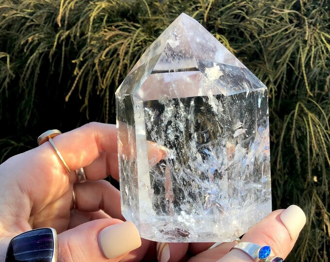Quartz Crystal Big 1 Lb. 4 oz. Generator ~ 4" Tall ~ Ultra Clear Gem Cut Polished Point ~ Colorful Rainbow Colors ~ Fast &  Free Shipping