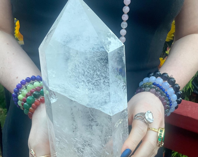 Ultra Clear Quartz Crystal Generator ~ Large 6 Lb. 4 oz. ~ 9" Tall ~ Stunning Natural Home Decor, Office Display ~ Fast & Free Shipping, USA