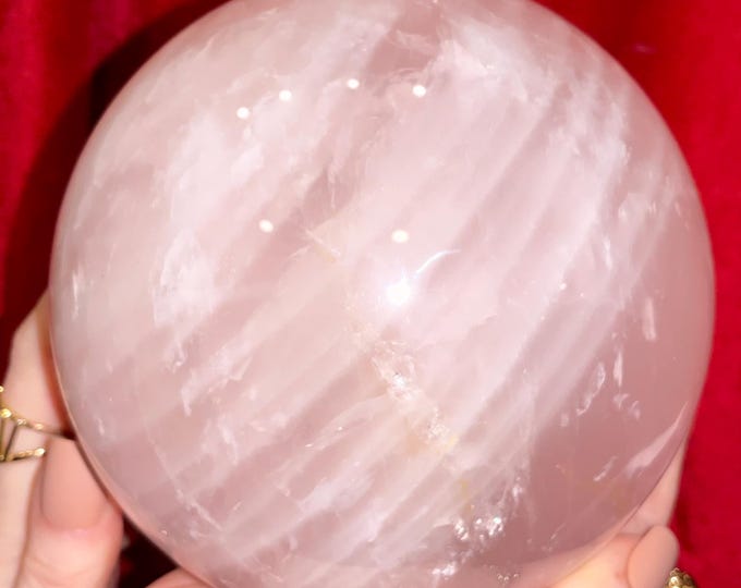 Rose Quartz Large 6 Lb. 15 oz. Crystal Ball: 5" Wide ~ Polished Pink Sphere, Reiki Altar Decor
