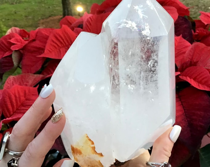 Clear Quartz Crystal Twin Flame Generator ~ Large 4 lb. 7 oz. ~ 7" Tall Double Point Tower ~ Sparkling Inclusions ~ Fast & Free Shipping
