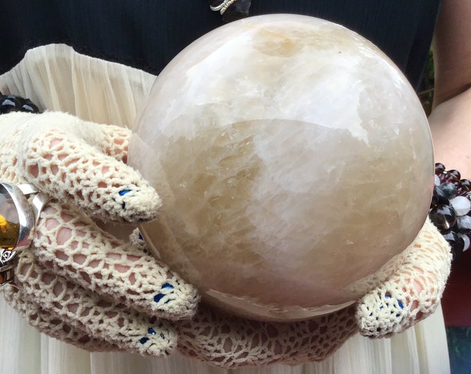 Citrine Crystal Ball ~ 4 Lb. 7 oz. ~ 4 1/2" Wide Polished Sphere ~ Beautiful Golden Yellow Inclusions ~ Altar, Reiki, Home Décor Display ~