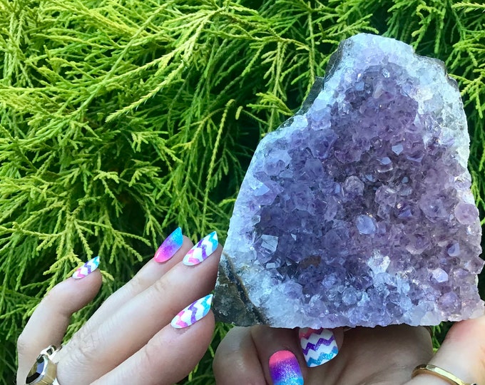 Amethyst Crystal Cluster ~ Large 13 oz.~ 3" Tall ~ Sparkling Purple Quartz Points ~ Reiki, Altar Display Specimen ~ Fast & Free Shipping
