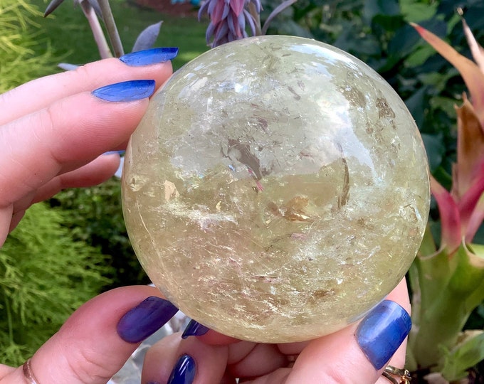 Citrine Crystal Ball ~ Large 1 Lb. 6 oz. ~ 2 1/2" Wide ~ Golden Phantom Inclusions ~ Altar, Meditation Reiki ~ Fast & Free Shipping