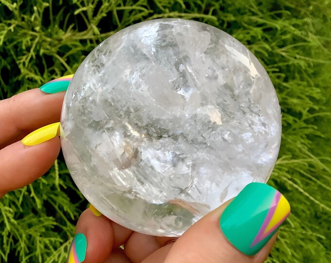 Clear Quartz Crystal Ball ~ Large 14 oz. ~ 2 1/2" Wide ~ Reiki, Altar, Feng Shui, Meditation ~ Fast & Free Shipping from USA ~ Tariff Free