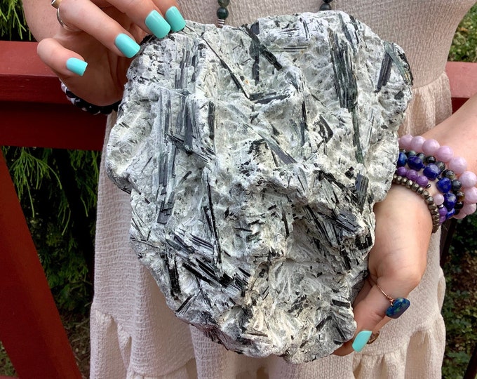 Green Actinolite Crystal Cluster ~ Large 11 lb. ~ 6" Tall ~ Natural Unpolished Raw Stone ~ Self Standing ~ Fast & Free Shipping, U.S.A ~