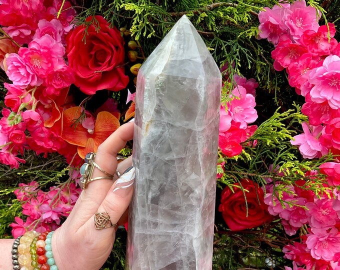 Pastel Purple Fluorite Generator ~ Large 7 Lb. 13 oz. ~ 12" Tall ~ Sparkling ~ Rainbow Colors, Green & Silver Inclusions ~ Fast Shipping USA