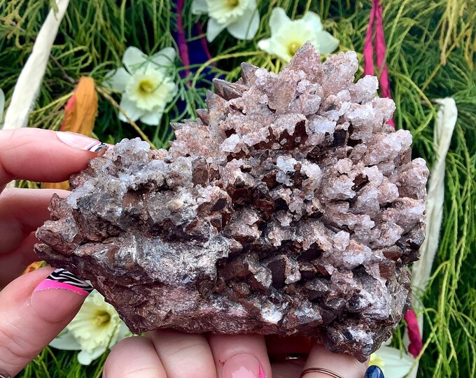 Dogtooth Calcite Specimen Large 1 Lb. 5 oz. Cluster ~ 4" Long ~ Natural Display Mineral on Matrix ~ Sparkling Points ~ Fast & Free Shipping
