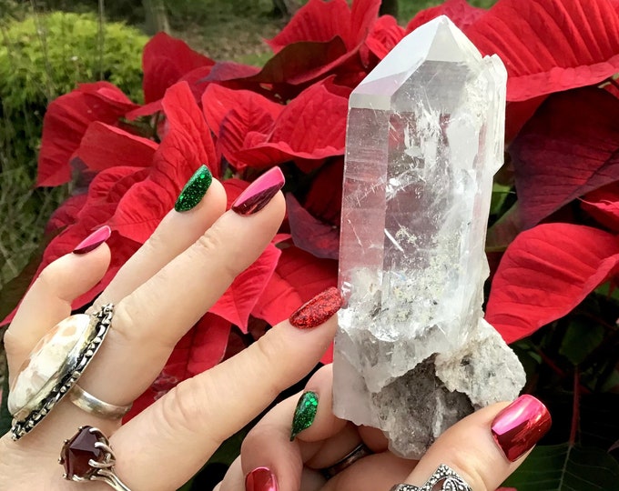 Himalayan Healing Quartz Crystal Point ~ 7.4 oz. ~ 4 1/2" Long Wand ~ Phantom Inclusions ~ Fast & Free Shipping from USA ~ Tariff Free