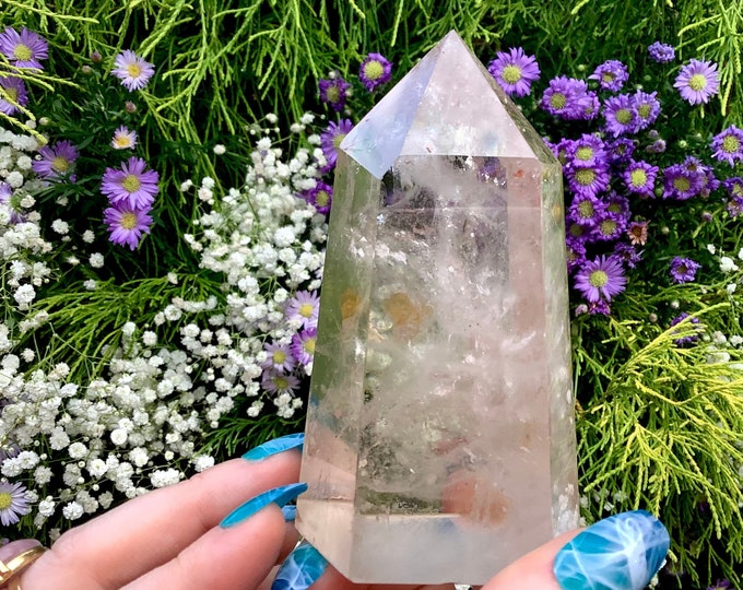 Clear Quartz Crystal 12 oz. Generator ~ 4" Tall ~ Rainbow Inclusions Incredible Transparency Beautiful Display ~ Fast & Free Shipping