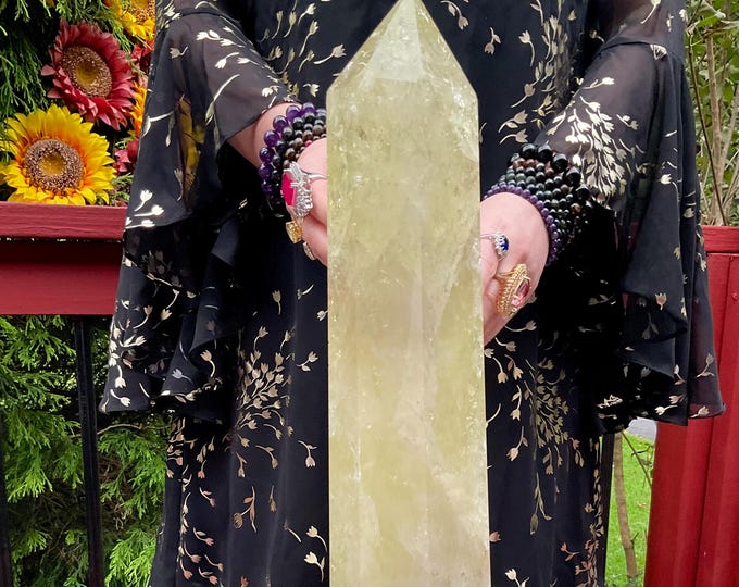 Citrine Crystal Generator ~ 14 Lb. 14 oz. ~ 18" Tall ~ Stunning Natural Metaphysical Home Decor ~ Feng Shui, Reiki, Altar, Entryway Display