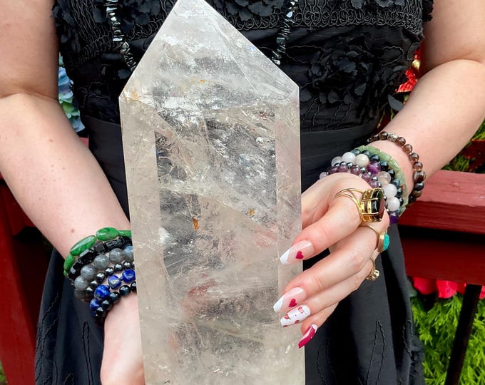 Ultra Clear Quartz Crystal Generator ~ Large 8 lb. 6 oz. ~ 11 1/2" Tall ~ Silver Inclusions ~ Fast & Free Shipping USA + Global Shipping ~