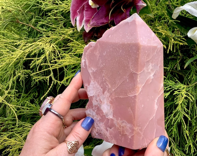 Pink Opal Crystal Generator/Cluster ~ Large 2 lb. 13 oz. ~ 6" Tall ~ Sparkling Pink & White Colors ~ Natural Stone ~ Fast Shipping
