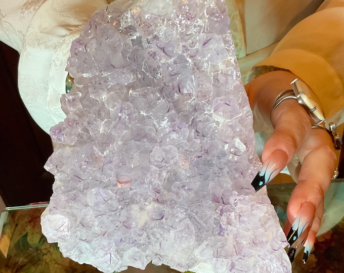 Amethyst Crystal Cluster ~ Large 3 lb. 4 oz. ~ 5" Tall ~ Beautiful Sparkling Purple Points ~