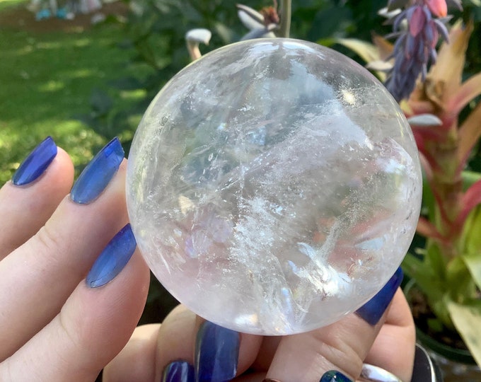 Clear Quartz Crystal Ball ~ Large 11 oz.~ 1 1/2" Wide ~ Sparkling Sphere ~ Beautiful Display ~ Reiki, Feng Shui ~ Stunning Show Piece