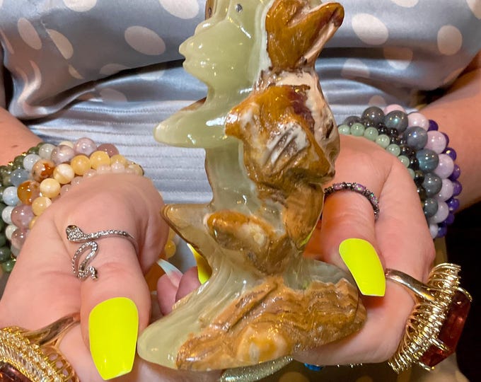 Afghan Jade Monkey Carving ~ 4" Tall ~ Vintage Hand Carved Totem Spirit Animal ~ Polished Specimen