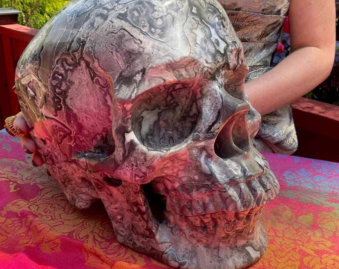 Jasper Emperor Gray Crystal Skull ~ Large 54 Lb. ~ 13" Long ~ One-of-a-Kind Carving ~ High Quality Hand Carved ~ Fast & Free Shipping, USA