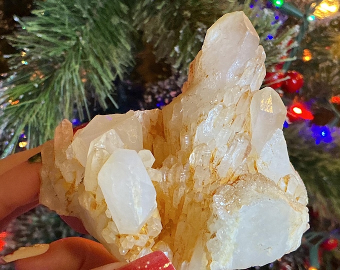 Golden Healer Large 9 oz. Quartz Cluster ~ 3 1/2" Long ~ Elestial Crystal Display