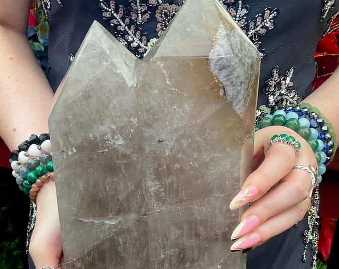 Smokey Citrine Twin Flame Crystal Generator ~ Large 10 Lb. 12 oz ~ 11" Tall ~ Golden Rutilated Inclusions ~ Feng Shui ~ Fast & Free Shipping