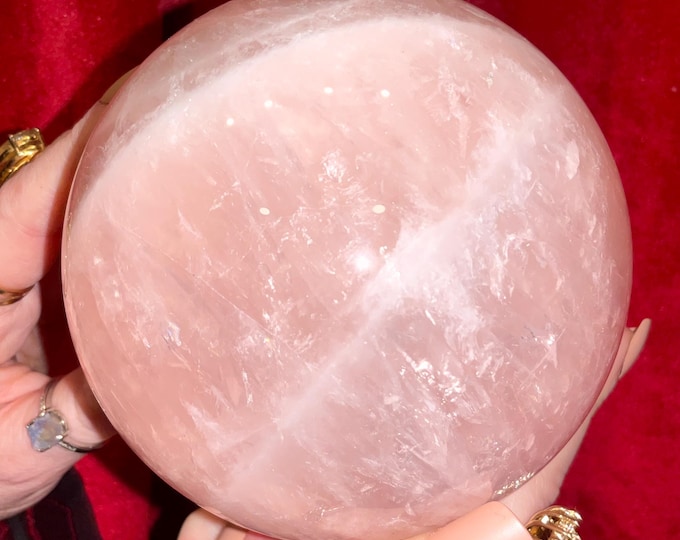 Rose Quartz Large 3 Lb. 8 oz. Crystal Ball: 3 1/2" Wide ~ Polished Pink Sphere, Reiki Altar Decor