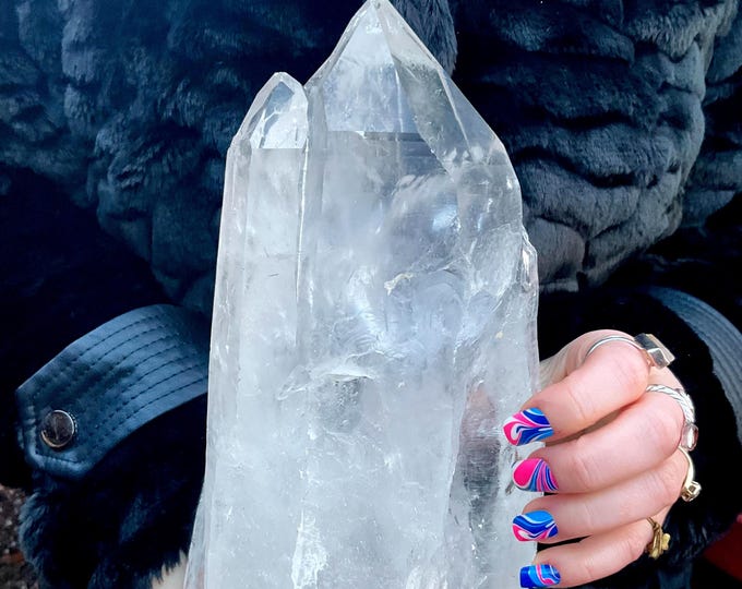 Clear Quartz Crystal Cluster ~ Large 7 Lb. 4 oz. ~ 12" Tall ~ Sparkling Long Transparent Points ~ Reiki Altar Display ~ Fast & Free Shipping