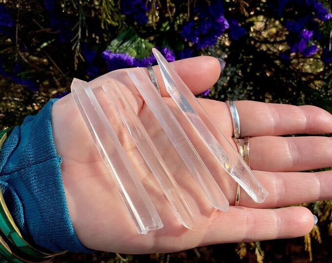 Lemurian Mini Wand Collection ~ 3" Long ~ 4 Wands ~ Grids, Pocket Crystals, Gifts, Meditation, Altar, Mineral Display - Fast & Free Shipping