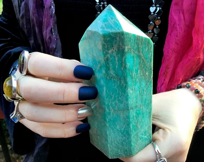 Amazonite Crystal Generator: 5 1/2" Polished Mineral Tower