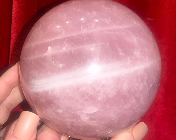 Rose Quartz Large 4 Lb. 4 oz. Crystal Ball: 4" Wide ~ Polished Pink Sphere, Reiki Altar Decor