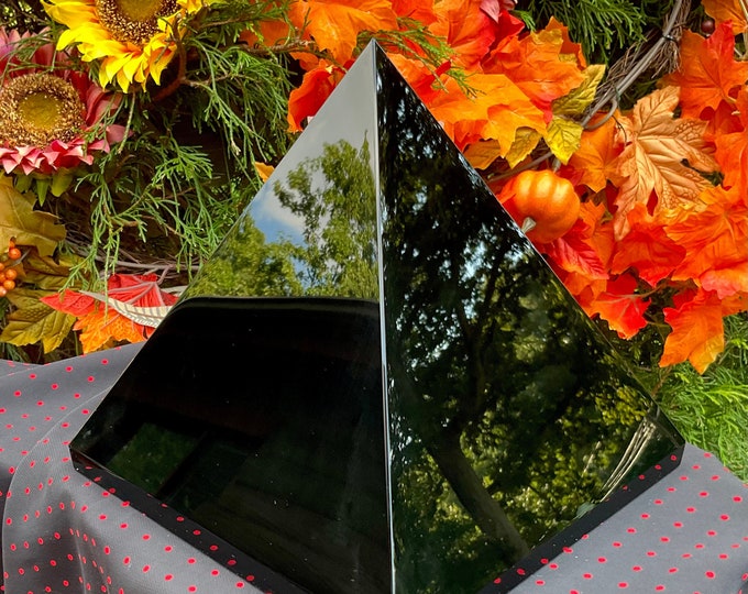 Black Obsidian Crystal Pyramid ~ Large 14 Lb. 14 oz. ~ 8" Tall ~ Rare Display Crystal ~ Fast & Free Shipping from USA, + Global Shipping ~