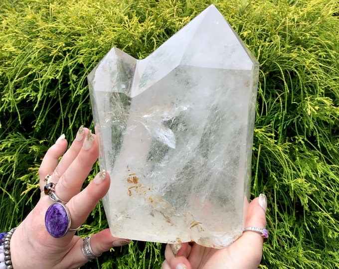 Clear Quartz Crystal Generator ~ Large 7 lb. 5 oz. ~ 8" Tall ~ Double Points ~ Sparkling Rainbow Inclusions ~ Fast & Free Shipping, U.S.A. ~