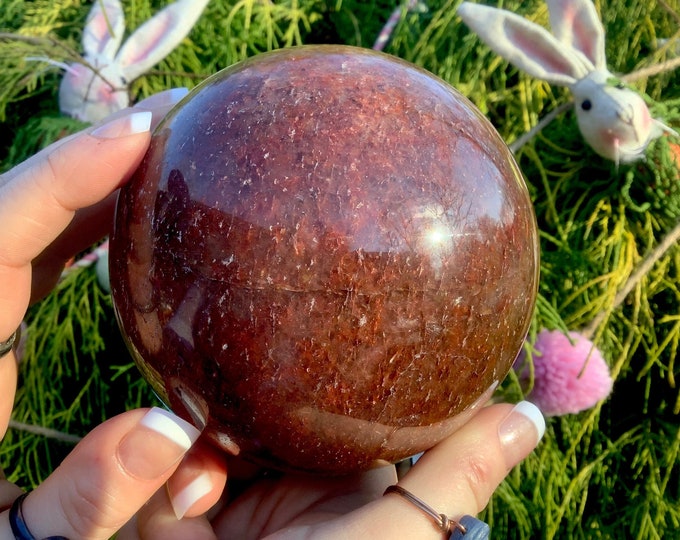 Red Quartz Crystal Ball: 4" Polished Sparkling Sphere