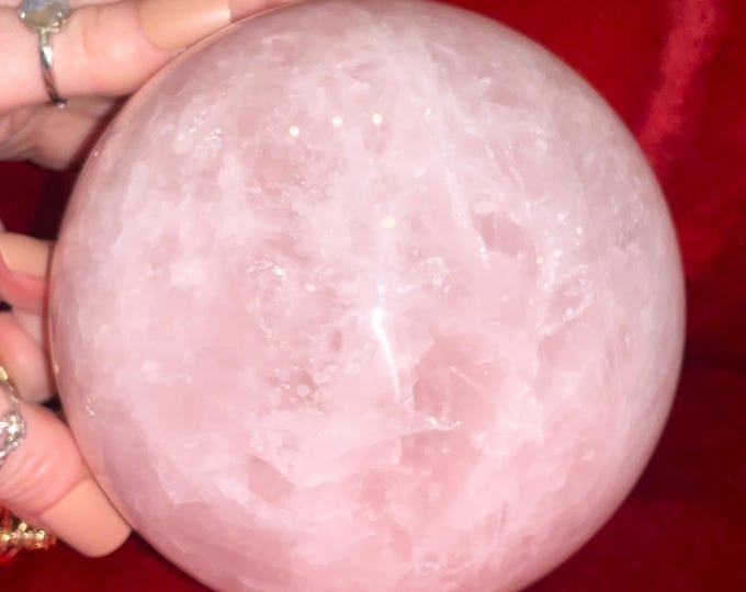 Rose Quartz Large 6 Lb. 8 oz. Crystal Ball: 5" Wide ~ Polished Pink Sphere, Reiki Altar Decor