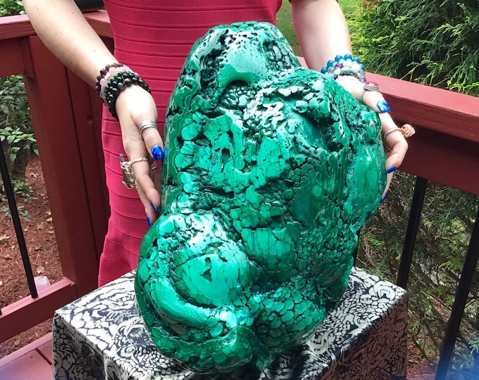 Massive 80 lb. Malachite Free Form Crystal ~ 15" Long ~ Beautiful Green Mineral Specimen, Swirling Bullseye Patterns ~ Free Shipping, USA