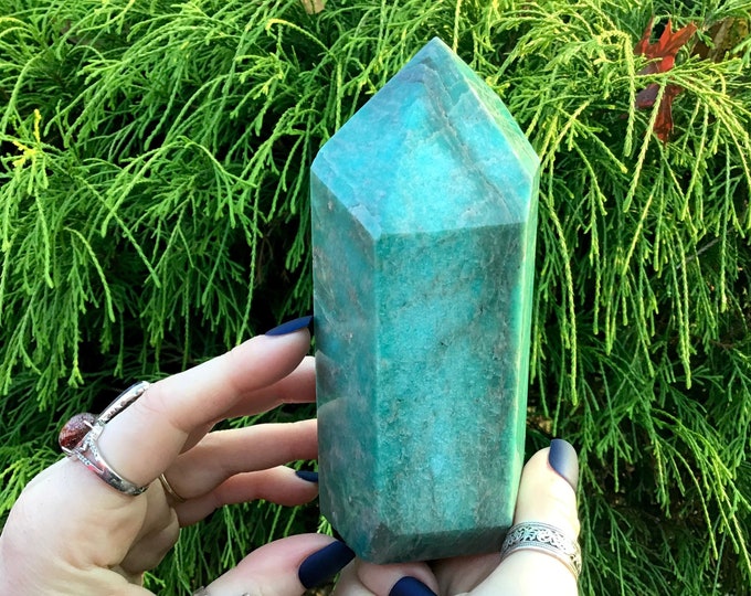 Amazonite Crystal Generator ~ 1 Lb. 5 oz. ~ 5 1/2" Tall Tower ~ Natural Polished Point ~ Beautiful Mineral Specimen ~ Fast & Free Shipping