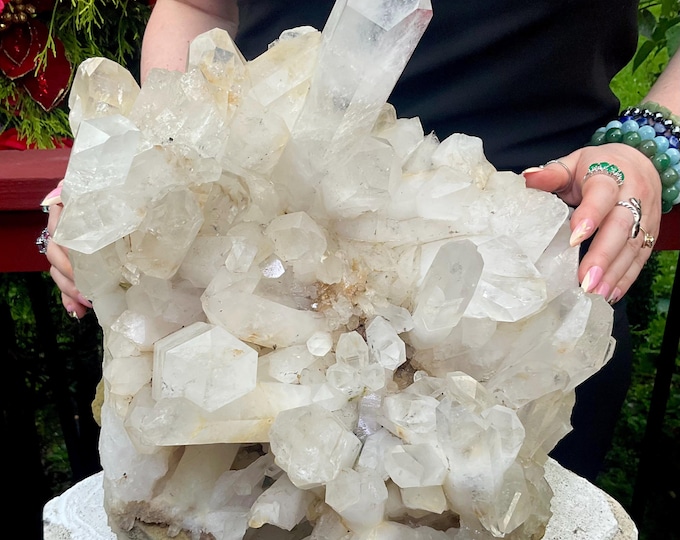 Massive 47 lb. Clear Quartz Crystal Cluster ~ 14" Tall ~ Natural Healing Home Decor ~ Museum Quality Display Specimen ~ Fast & Free Shipping